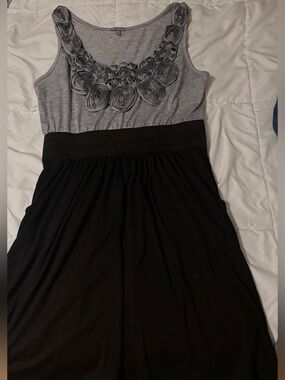 Charlotte Russe Gray Sleeveless Knit Dress with Rosette Detail Y2K